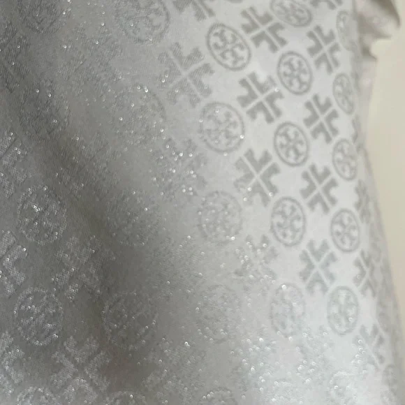 TORY BURCH Jacquard Traveler Scarf In New Ivory Logo Wool Silk Blend 30x76 Wrap - Picture 10 of 15